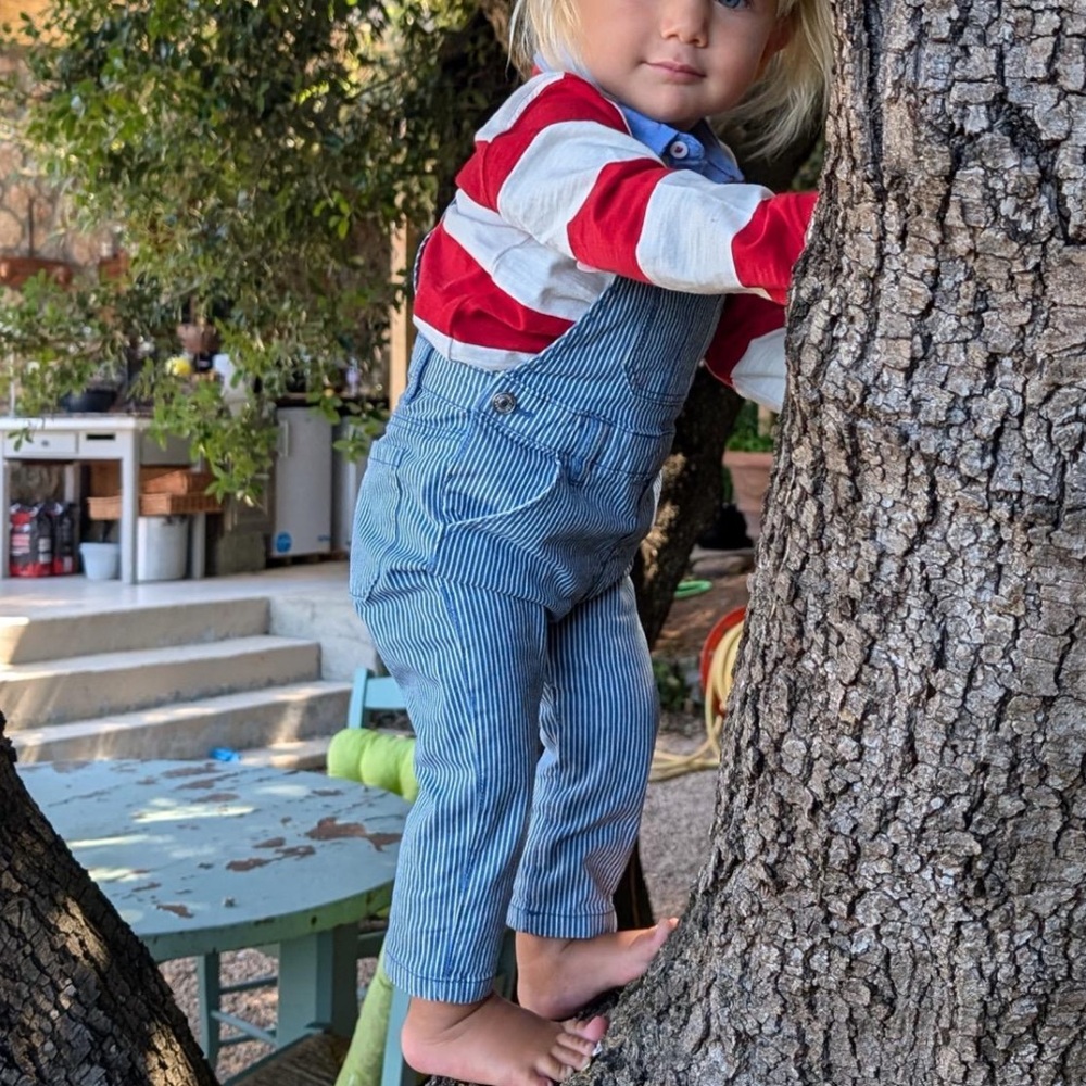 Italian brand faggotino seersucker overalls toddler baby boy
